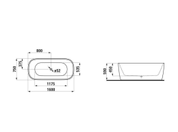 Laufen Freistehende Badewanne, aus Verbundwerkstoff Marbond 1600 x 750 x 590 mm