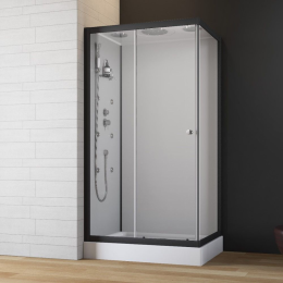 GEO Fix Komplettdusche Eck 80 x 110 x 215 cm Duschkabine weiß/schwarz