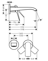 Hansgrohe Vivenis Unterputz-Waschtischarmatur, 2-Loch Installation, EcoSmart, schwarz matt