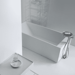 LAUFEN Kartell Rechteckbadewanne freistehend 176 × 76 cm, LED-Beleuchtung & Hubsystem weiß matt