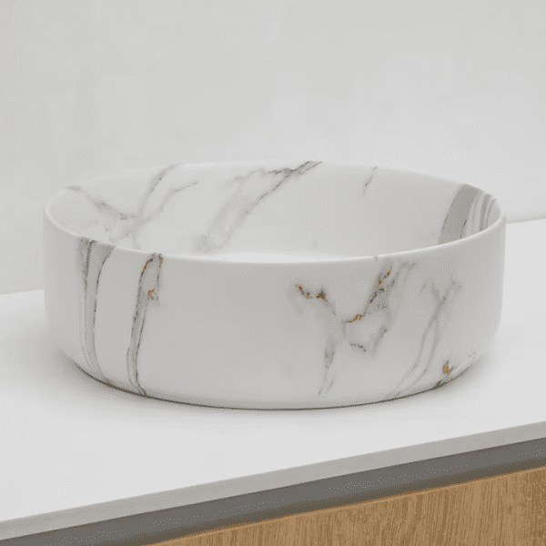 Riho Livit Aufsatzwaschtisch rund matt marmoriert, 34,6 x 11,5 cm