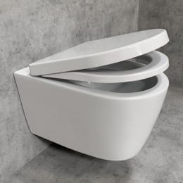PREMIUM 100 Wand-Tiefspül-WC-SET, spülrandlos, oval, mit WC-Sitz