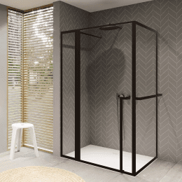 Riho Pendeltür mit Seitenwand LUCID 203 mit Festteil schwarz matt