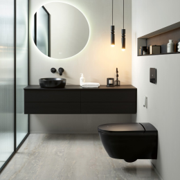 Villeroy & Boch ViClean-I 200 Wand-Dusch-WC mit DirectFlush, mit WC-Sitz mit CeramicPlus, pure black