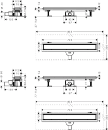 Hansgrohe RainDrain Go Duschrinne 70 cm mit beidseitigem Rost, Edelstahl gebürstet