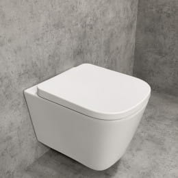 PREMIUM 100 Wand-Tiefspül-WC-SET, spülrandlos, eckig, mit WC-Sitz