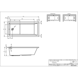 Riho Lusso Plus Rechteck-Badewanne 170x80 cm, Einbau weiß