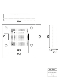 Steinberg Sensual Rain Regenpaneel mit LED-Beleuchtung, Deckeneinbau, 3-Strahlarten, mattschwarz