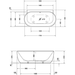 Duravit Luv Whirlwanne mit Air-System 185 x 95 cm Vorwandversion