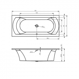 Riho Lima Rechteck-Badewanne 180 x 80 x 49 cm