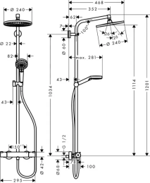 Hansgrohe Crometta - Brauseset S 240 Showerpipe mit Thermostat, Chrom