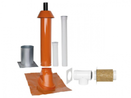 SKOBERNE Grundpaket Unifix 165, Schrägdach, 25° - 45°, DN 80/125 rot,1,0m