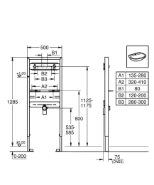 Grohe Rapid SL Vorwandelement für Waschtisch Bauhöhe 130 cm
