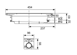 Tece TECEdrainprofile - Siphon für Duschprofil, flach, Auslauf seitlich DN 50