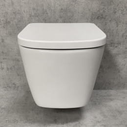 PREMIUM 100 Wand-Tiefspül-WC-SET, spülrandlos, eckig, mit WC-Sitz