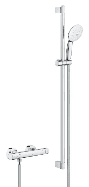 GROHE Grohtherm 800 Cosmopolitan Duschset mit Thermostat – Chrom, 2 Strahlarten