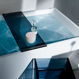 LAUFEN Kartell Rechteckbadewanne freistehend 176 × 76 cm, LED-Beleuchtung & Hubsystem weiß matt