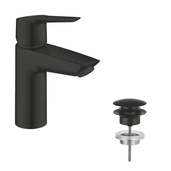 Grohe QuickFix Start Waschtischarmatur mit Push-Open-Ablaufgarnitur, schwarz matt