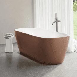 LAUFEN Meda freistehende Badewanne aus Marbond 160 x 75 cm kupfer-weiß glanz
