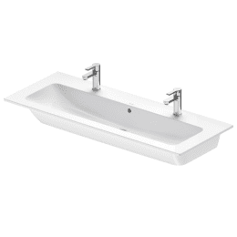 Duravit Viu Doppelwaschtisch 123x49 cm, mit 2 Hahnlöcher, mit WonderGliss, Alpinweiß