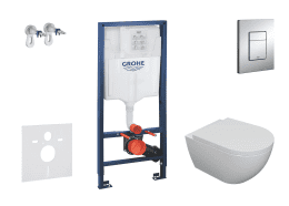Grohe Rapid SL Wand-WC Set Oudee und Softclose-Sitz, Betätigungsplatte Chrom