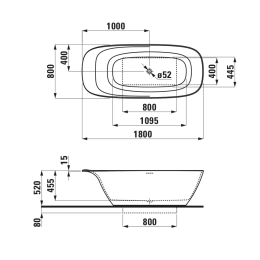 LAUFEN INO freistehende Ovalbadewanne 180 x 80 cm – Mineralguss in Weiß matt
