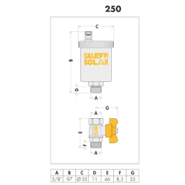 CALEFFI Solar-Schnellentlüfter Typ 250, DN10(3/8") AG mit Absperrkugelhahn, Messing verchromt