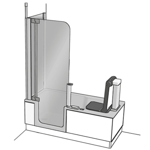 Artweger Artlift links mit Seitenwand und Vorrüstsatz 1600x750x2110mm MH/EK/VC