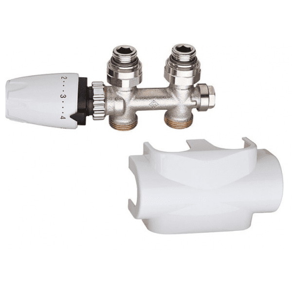 HEIMEIER Ventilset IMI Multilux Durchgang, inkl. Verkleidung weiß und Thermostakopf DX