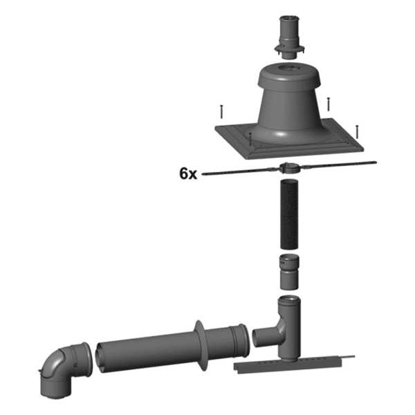 Wolf Anschluss-Set DN80/125 - C93x DN83 flex. im Schacht, Abdeckung edelstahl