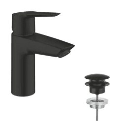 Grohe QuickFix Start Waschtischarmatur mit Push-Open-Ablaufgarnitur, schwarz matt