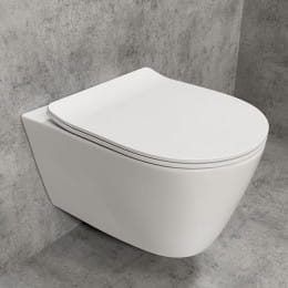 PREMIUM 100 Wand-Tiefspül-WC-SET SLIM, spülrandlos, oval, mit slim WC-Sitz