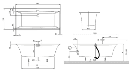 Villeroy & Boch Squaro Edge 12 Rechteck-Badewanne, Einbau 170x75 cm weiß