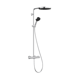 Hansgrohe Pulsify S Puro Aufputz-Duschsystem mit Thermostat mit EcoSmart, chrom