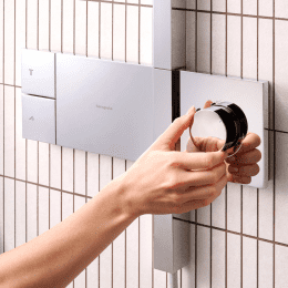 Hansgrohe Raindance Alive Q - Brauseset mit Thermostat, 21x34 cm, 3 Strahlarten, Chrom