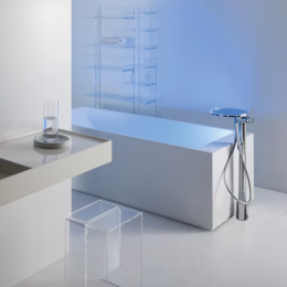LAUFEN Kartell Rechteckbadewanne freistehend 176 × 76 cm, LED-Beleuchtung & Hubsystem weiß matt