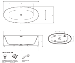 Riho Cathcing Waves Solid Surface freistehende Badewanne 174 x 82 x 56,5 cm