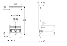 Geberit Duofix Vorwandelement für Bidet, Höhe 1,12 m, universell