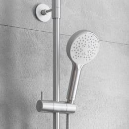 Damixa Silhouet Thermostat Duschsystem mit Metallbrauseschlauch edelstahl gebürstet/weiß