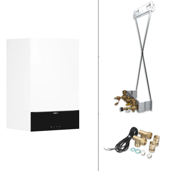 Viessmann Paket Vitodens 200-W B2HH 19 kW Um. 3.5" mit Montagehilfe und Anschlussset