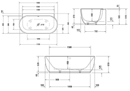 Duravit Luv Vorwand-Badewanne, mit Schürze 1800x950 mm weiß matt
