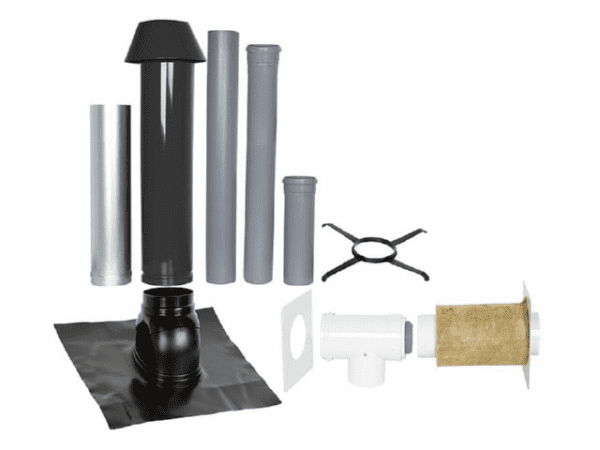 SKOBERNE Grundpaket Unifix 165, Schrägdach, 25° - 45°, DN 110/150 schwarz,1,0m