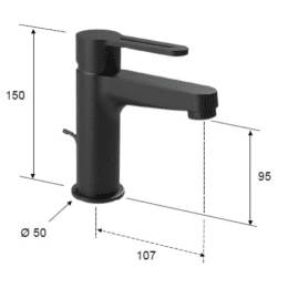 evenes Waschtischmischer Enzan Nero Ausladung 107 mm schwarz matt