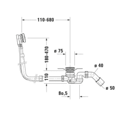 Duravit Quadroval Ab- & Überlaufgarnitur mit Füllfunktion Komplett-Set, für Sonderwanne chrom