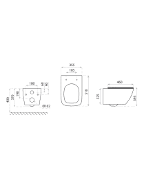 PREMIUM Wand WC Onil Black 3.0 schwarz-matt - 510x355x395 mm