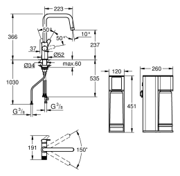 Grohe Blue Pure Set Spültischarmatur Eurosmart mit Umkehrosmose-Filter