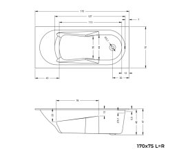 Riho Lazy Rechteck-Badewanne, Einbau weiß