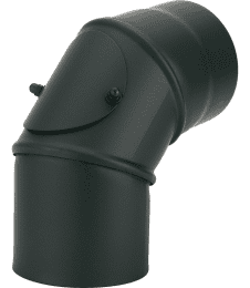 lackierter Rauchrohrbogen, mit Reinigungstür, DN150, 0-90°, gussgrau