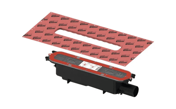 Tece TECEdrainprofile - Siphon für Duschprofil, flach, Auslauf seitlich DN 50