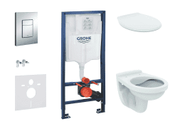 Grohe Rapid SL Set Wand-WC Alpha mit Sitz, Betätigungsplatte Chrom